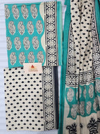 Handblock Printed Mul Cotton Dress Material Set
