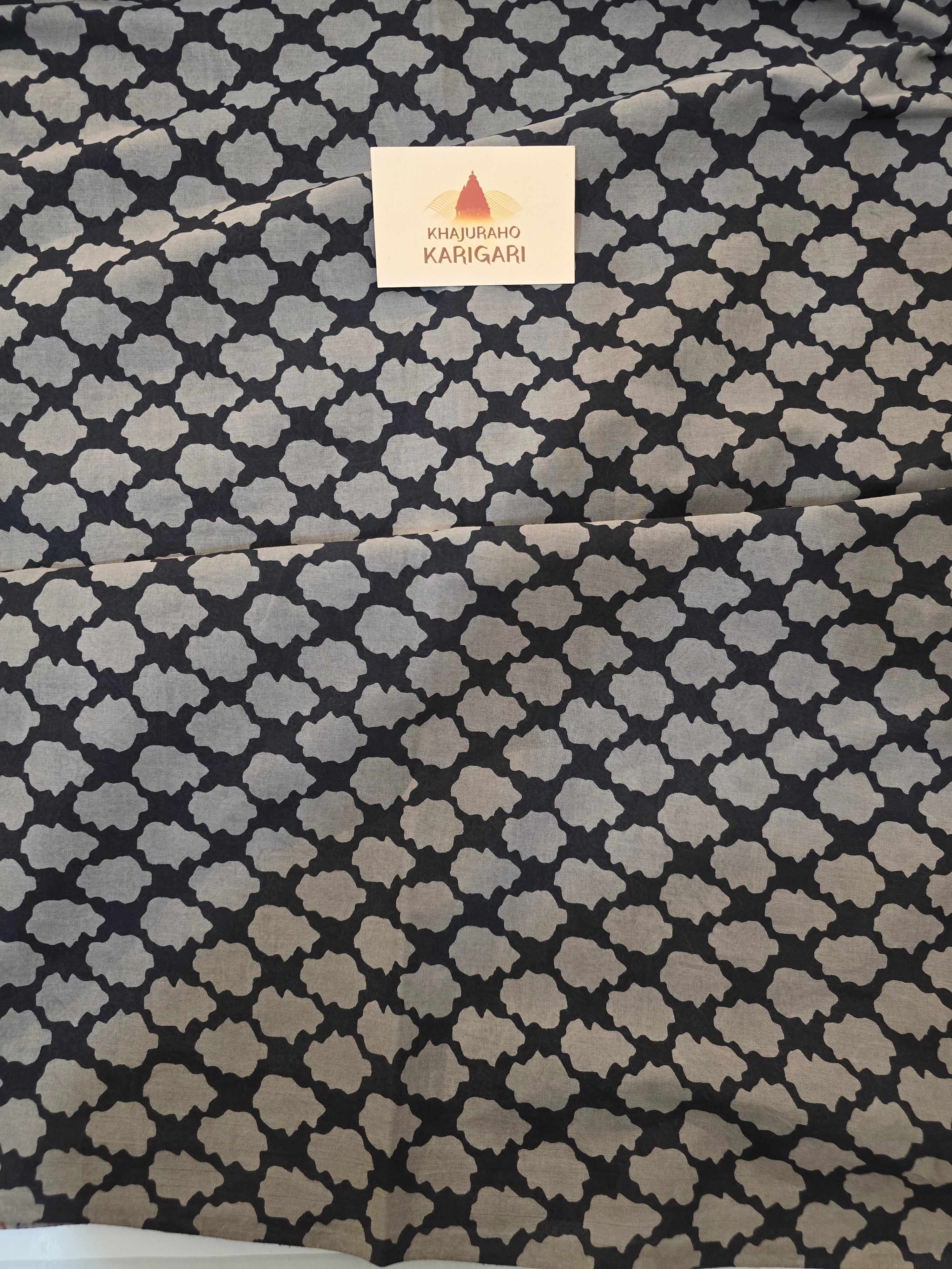 Handblock Printed Mul Cotton Saree cow Motifs