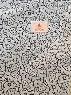 Handblock Printed Mul Cotton Saree - Yellow Stripe