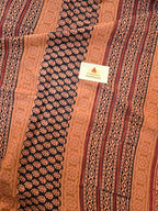 Handblock Printed Mul Cotton Saree Burnt Orange