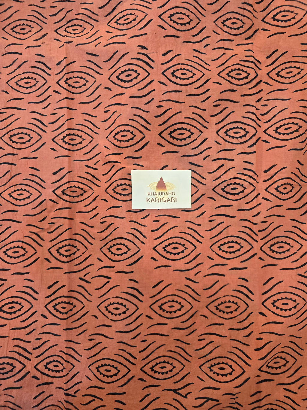 Handblock Printed Mul Cotton Saree Burnt Orange