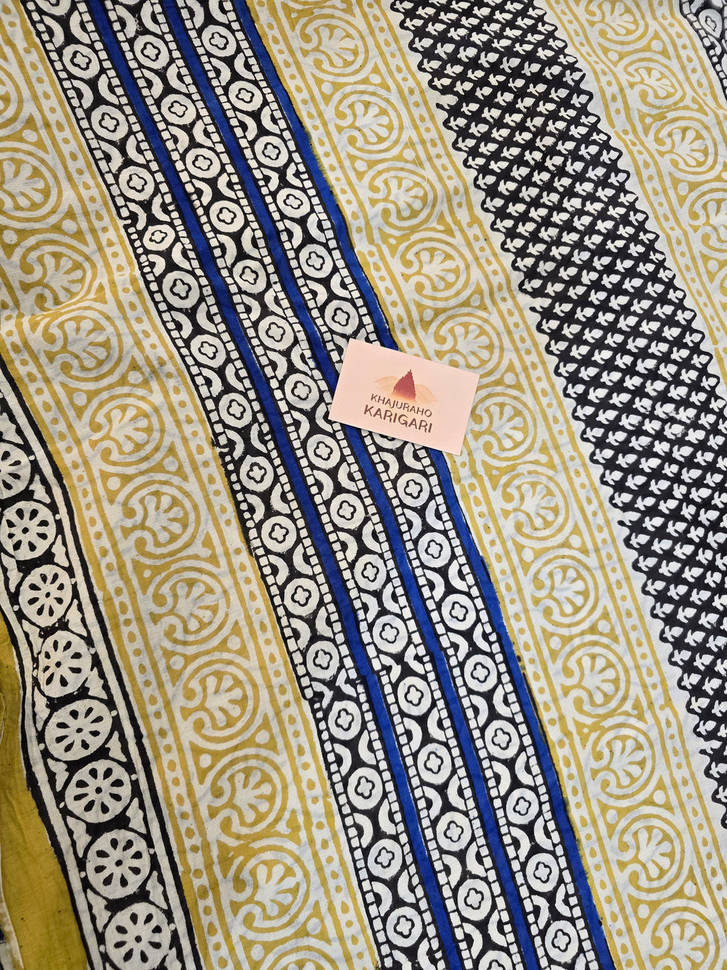 Handblock Printed Mul Cotton Saree Beige Floral