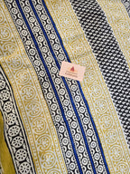 Handblock Printed Mul Cotton Saree Beige Floral