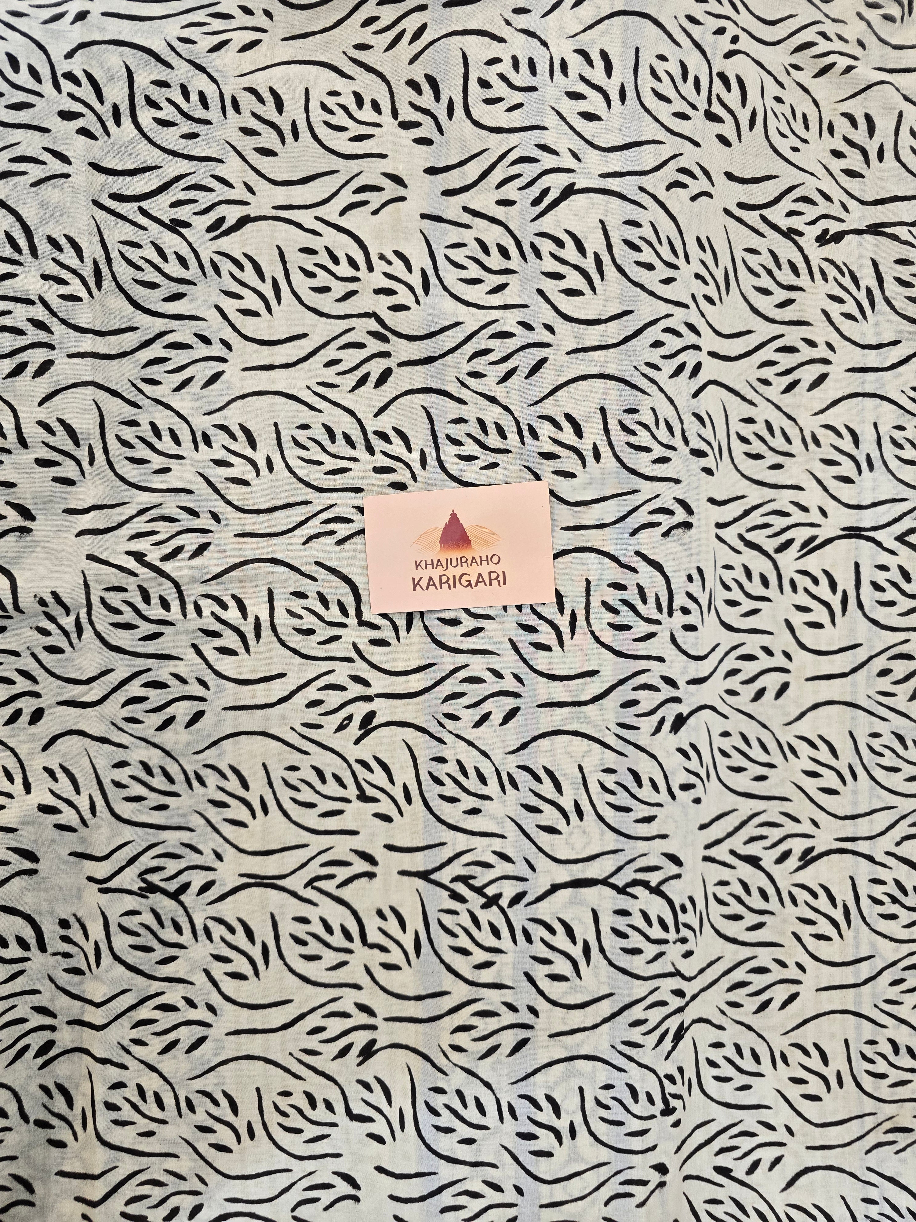 Handblock Printed Mul Cotton Saree Beige Floral