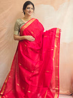 Pure Handwoven Maheshwari Saree Diamond Boota Pink