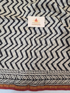 Hand block Printed Chanderi Silk Cotton Saree - Black Zig-Zag