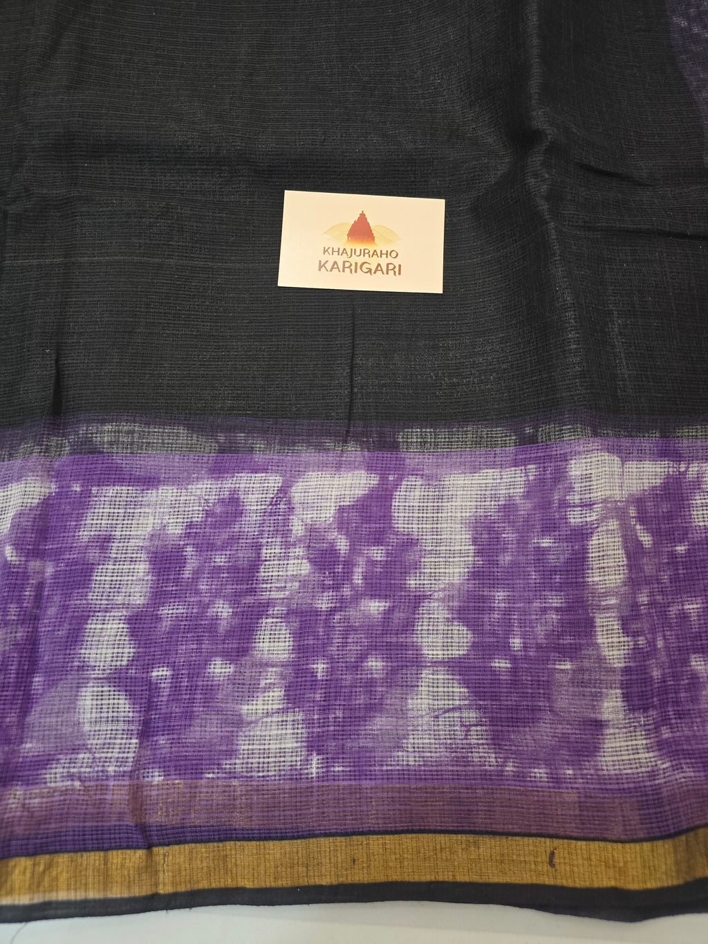 Handblock Printed Kota Doria Saree - Black Purple