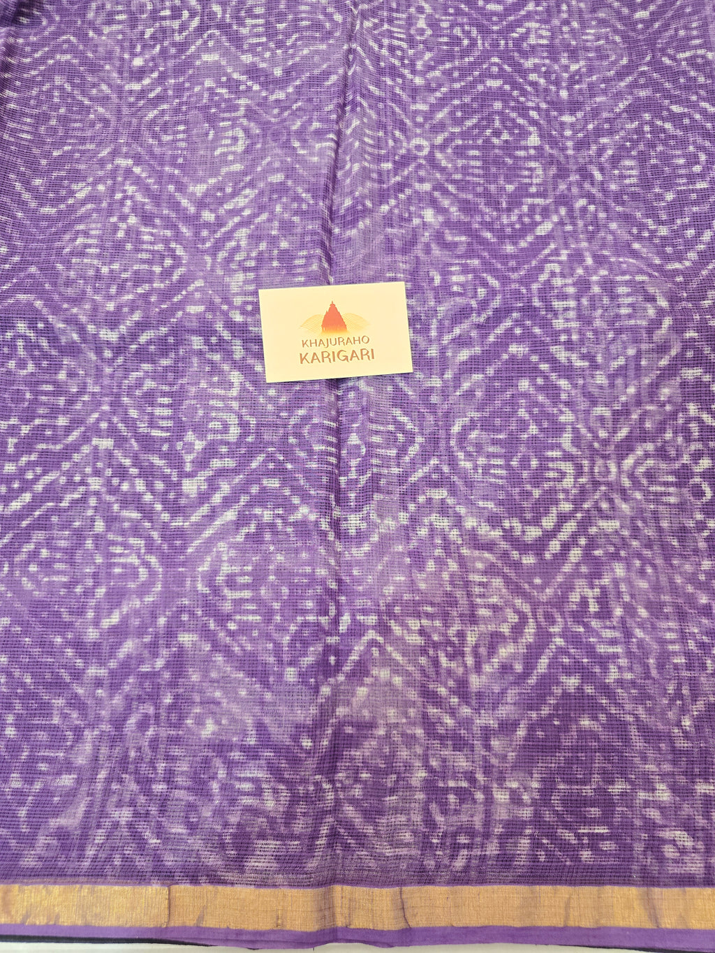 Handblock Printed Kota Doria Saree - Black Purple