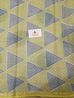 Hand block Printed Kota Doria Saree - Yellow Polka