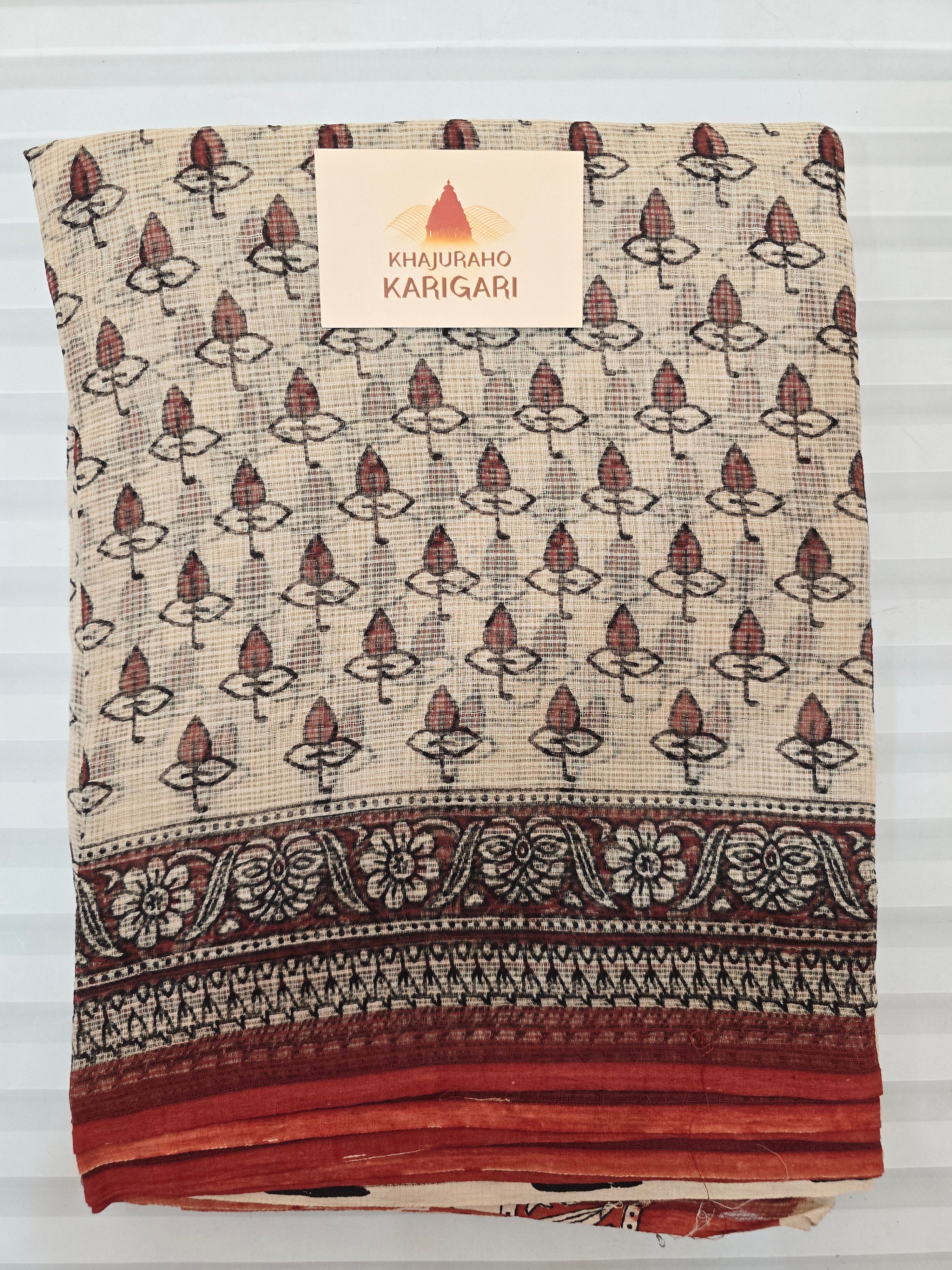 Handblock Printed Kota Doria Saree