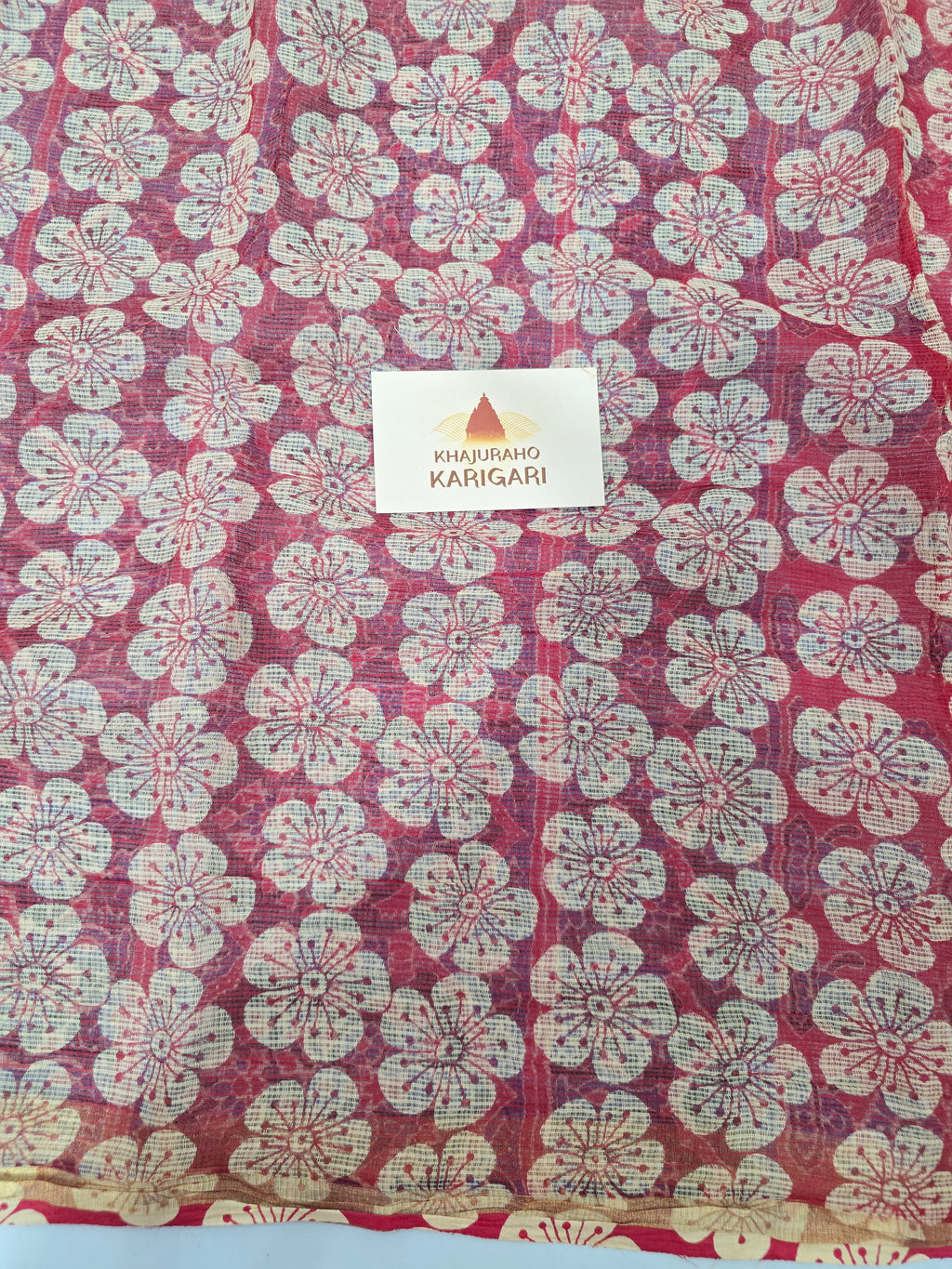 Handblock Printed Kota Doria Saree - kamal Boota