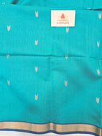 Pure Handwoven Maheshwari Arrow Motifs Saree - Sea Green Blue