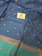 Pure Handwoven Maheshwari Arrow Motifs Saree - Sea Green Blue