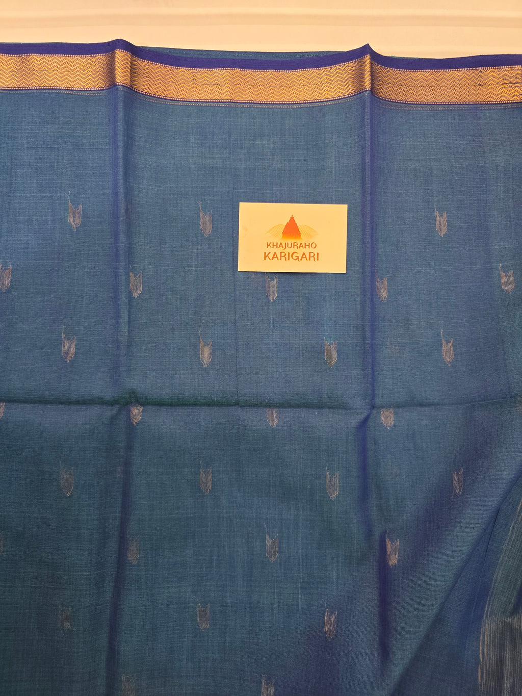 Pure Handwoven Maheshwari Arrow Motifs Saree - Sea Green Blue