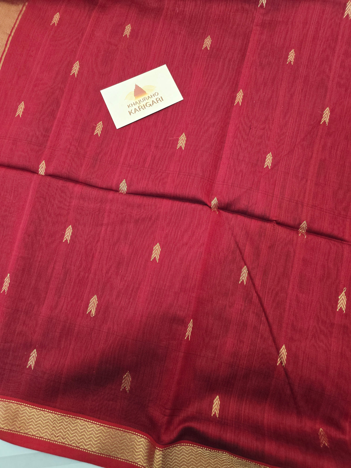 Pure Handwoven Maheshwari Arrow Motifs Saree - Gray Red