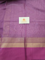 Pure Handwoven Maheshwari Silk Cotton Saree with Broad Wine Antique Gold Zari Border – Pink