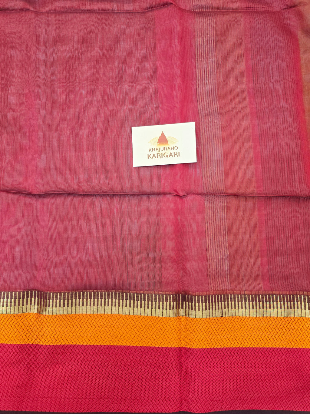 Pure Handwoven Maheshwari Silk Cotton Saree with Broad Border – Mustard Yellow