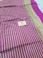 Pure Handwoven Maheshwari Silk Cotton Saree with Broad Antique Gold Zari Border – Royal Purple