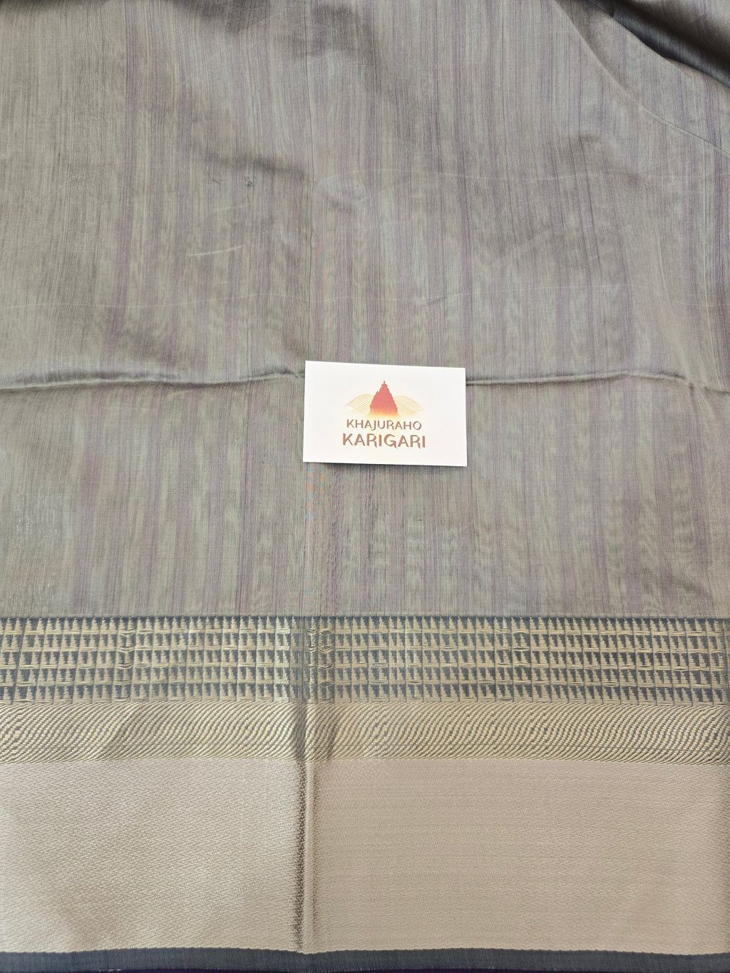 Pure Handwoven Maheshwari Silk Cotton Saree with Broad Antique Gold Zari Border – Royal Purple