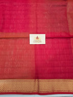 Pure Handwoven Maheshwari Multi Shade Saree with Diya Motifs and Zari border - Red