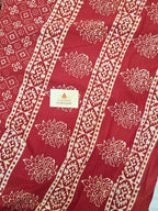 Handcrafted Batik Mul Cotton Saree - Rustic Red
