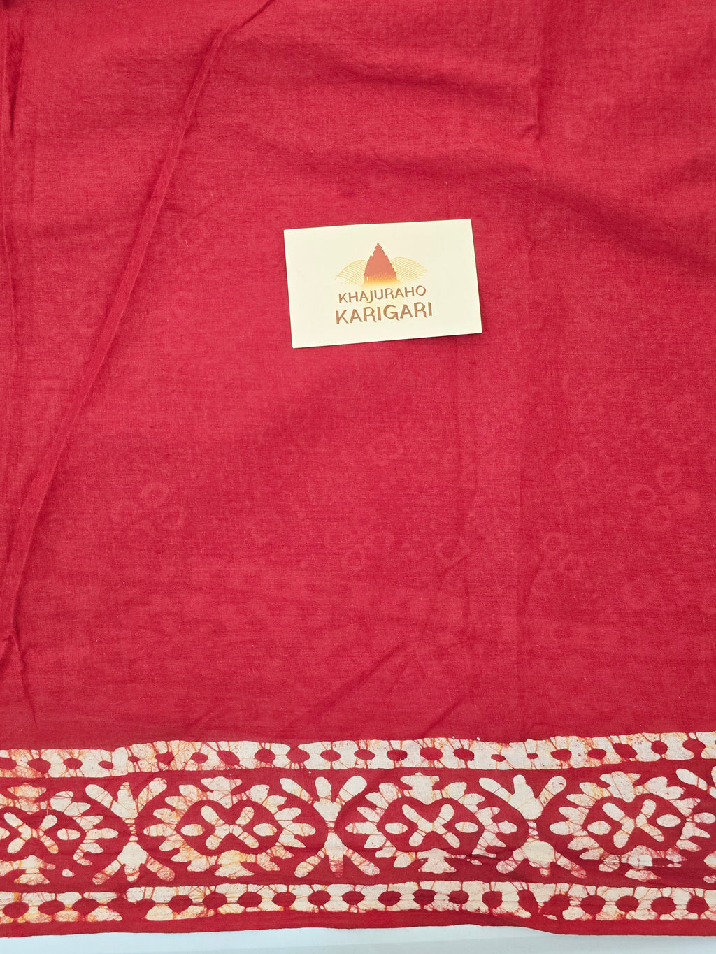 Handcrafted Batik Mul Cotton Saree - Rustic Red
