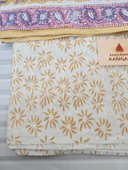 Handblock Printed Mul Cotton Dress Material Set - Yellow Floral