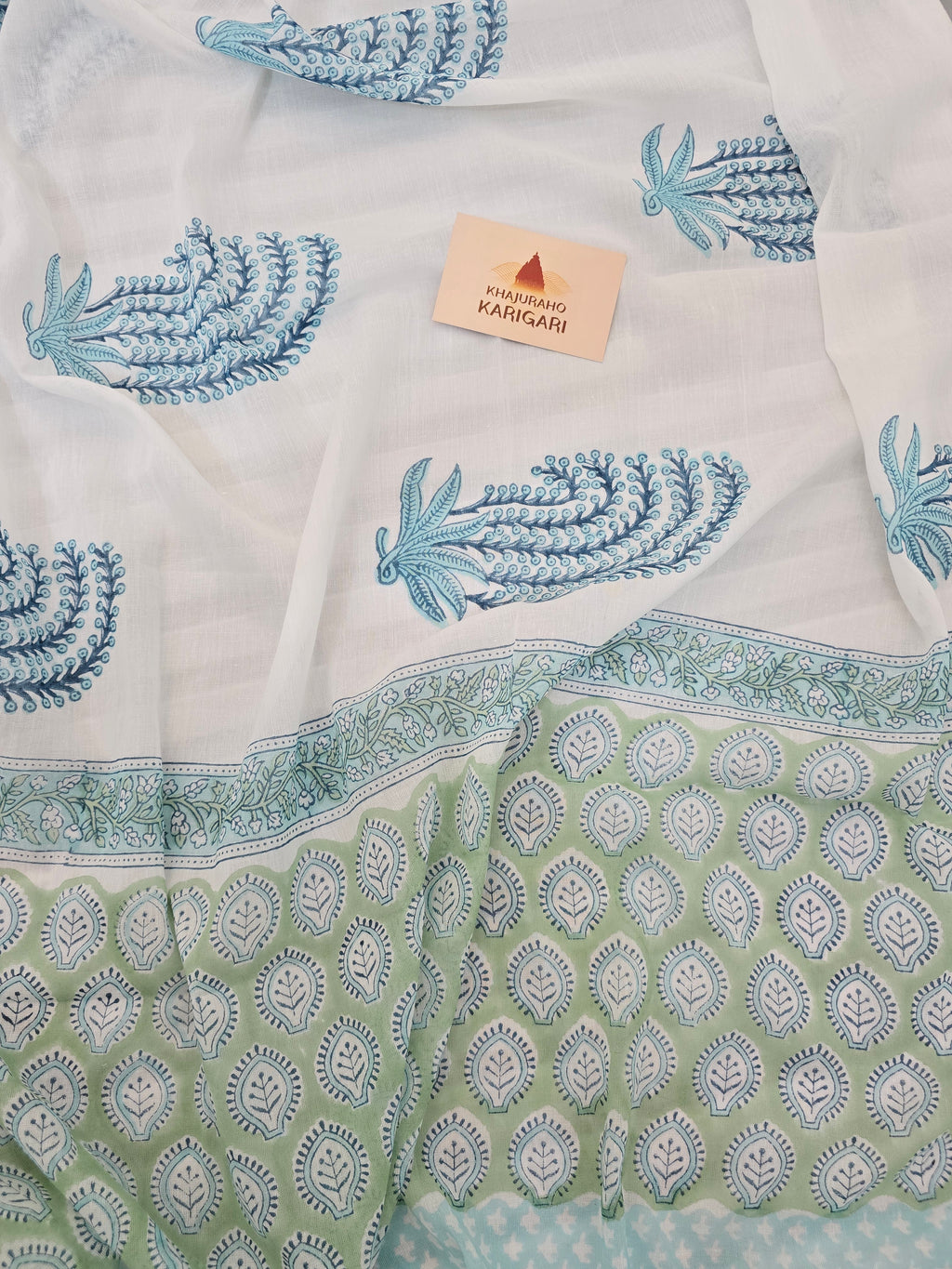 Handblock Printed Mul Cotton Dress Material Set