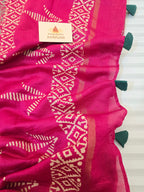 Gulabi Chhap - Handblock Printed Chanderi Silk Cotton Saree
