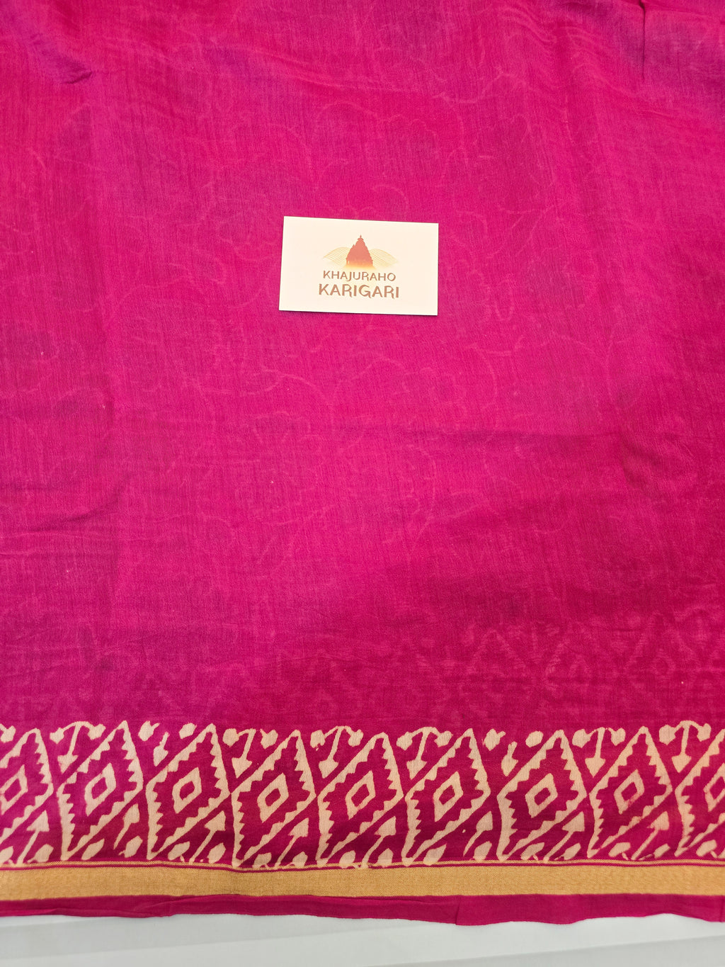 Gulabi Chhap - Handblock Printed Chanderi Silk Cotton Saree