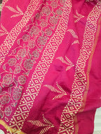 Gulabi Chhap - Handblock Printed Chanderi Silk Cotton Saree