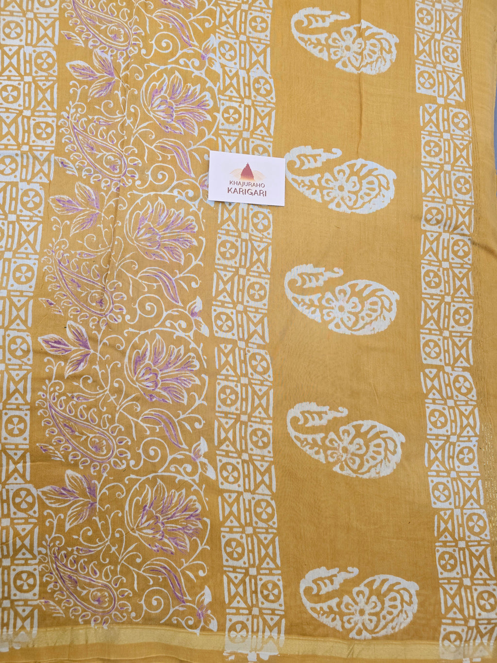 Peeli Chhap - Handblock Printed Chanderi Silk Cotton Saree