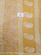 Peeli Chhap - Handblock Printed Chanderi Silk Cotton Saree