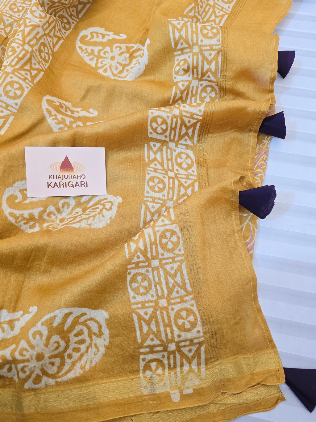 Peeli Chhap - Handblock Printed Chanderi Silk Cotton Saree