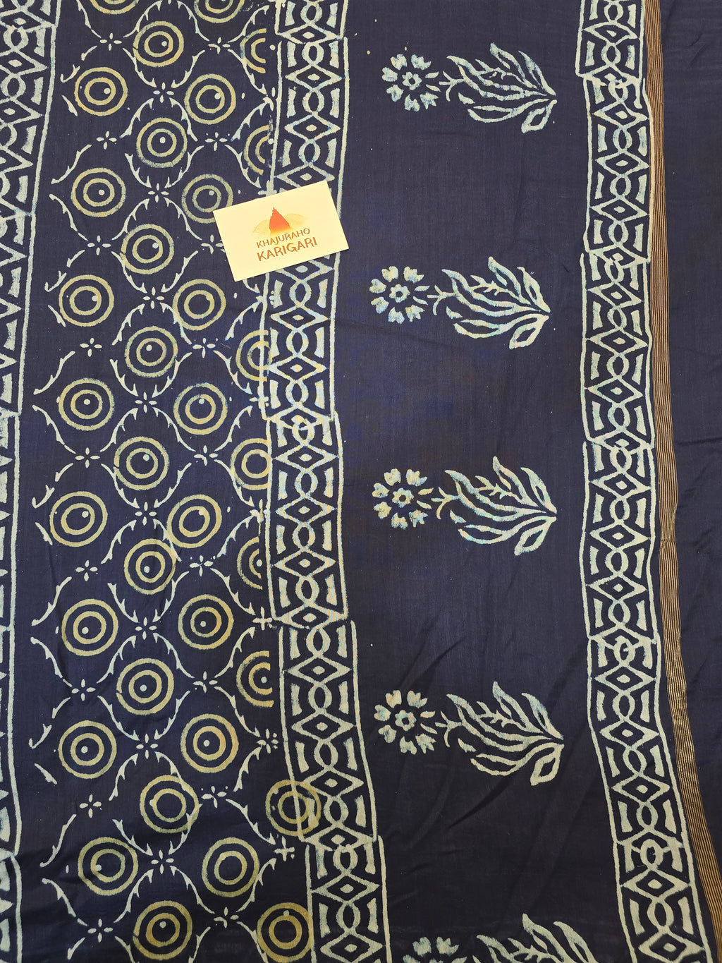 Neelam Chhap - Handblock Printed Chanderi Silk Cotton Saree