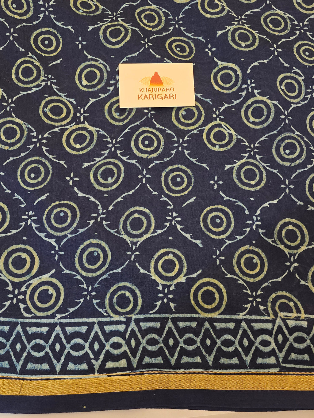 Neelam Chhap - Handblock Printed Chanderi Silk Cotton Saree