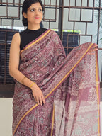 Kumud Chhap - Handblock Printed Chanderi Silk Cotton Saree