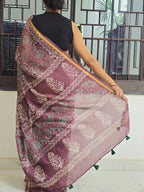Kumud Chhap - Handblock Printed Chanderi Silk Cotton Saree