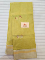 Kusum Mangal – Pure Handwoven Chanderi Silk Cotton Saree | Neon Green