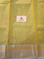 Kusum Mangal – Pure Handwoven Chanderi Silk Cotton Saree | Neon Green