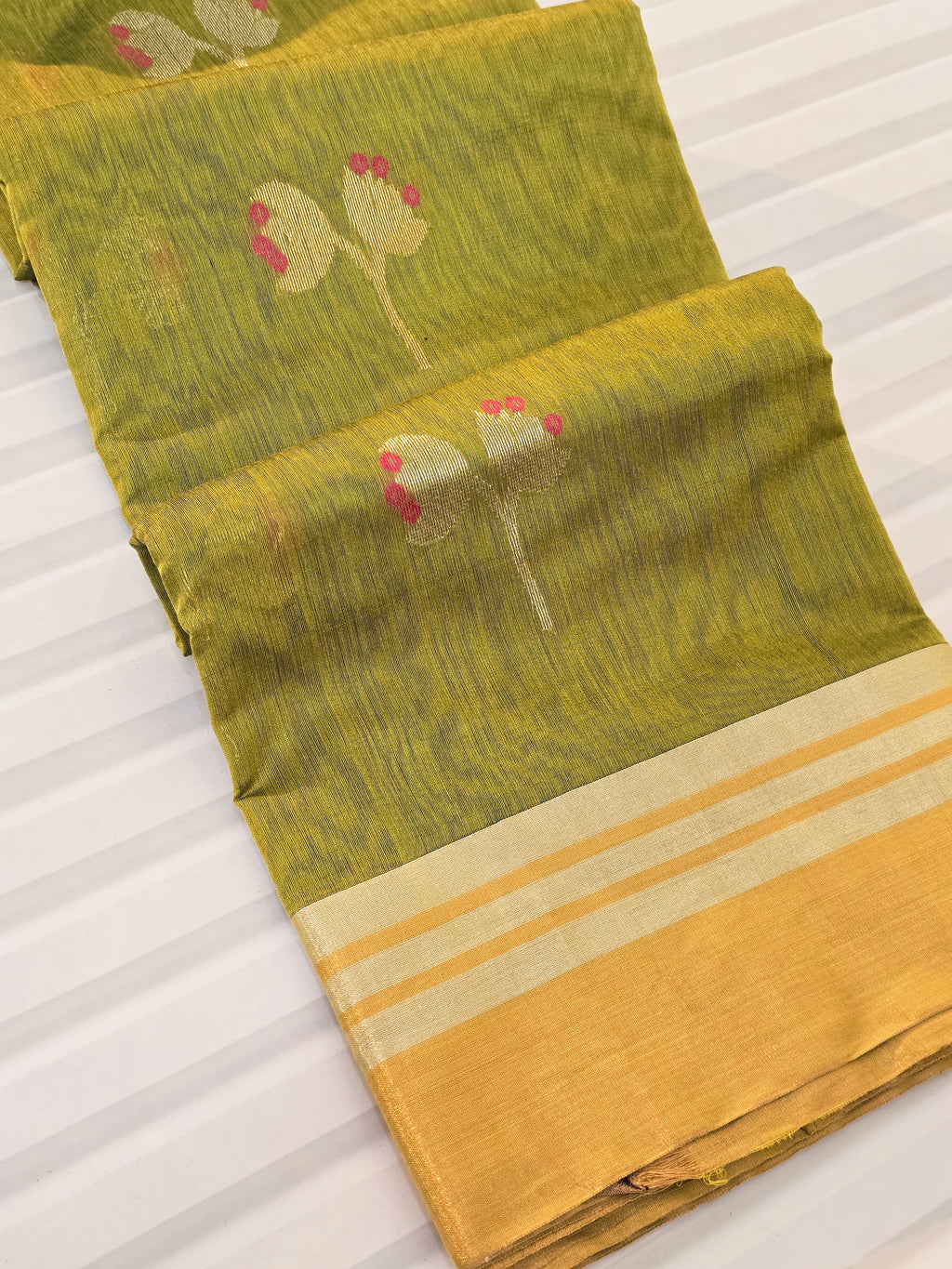 Kusum Mangal – Pure Handwoven Chanderi Silk Cotton Saree | Green
