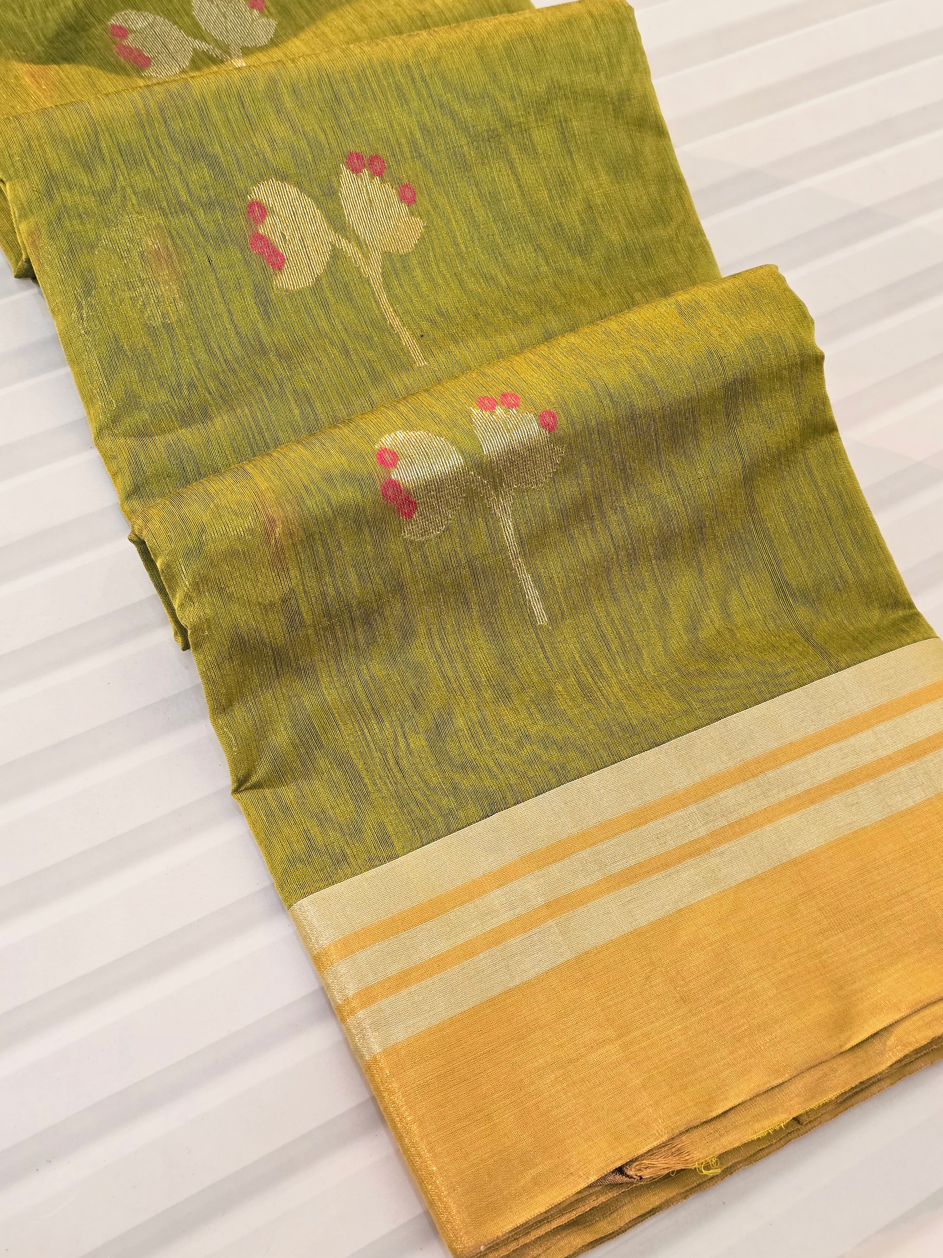 Kusum Mangal – Pure Handwoven Chanderi Silk Cotton Saree | Green