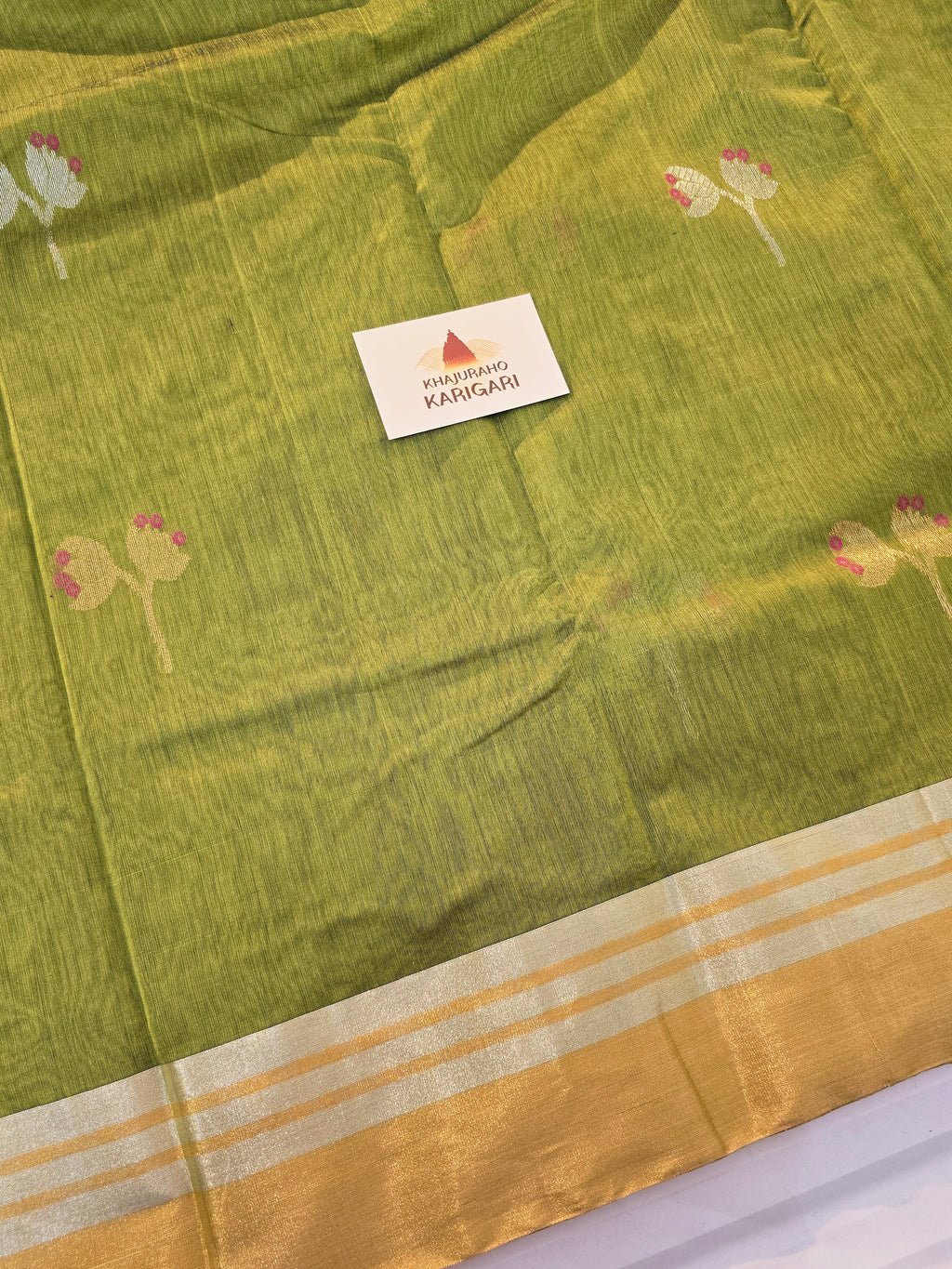 Kusum Mangal – Pure Handwoven Chanderi Silk Cotton Saree | Green
