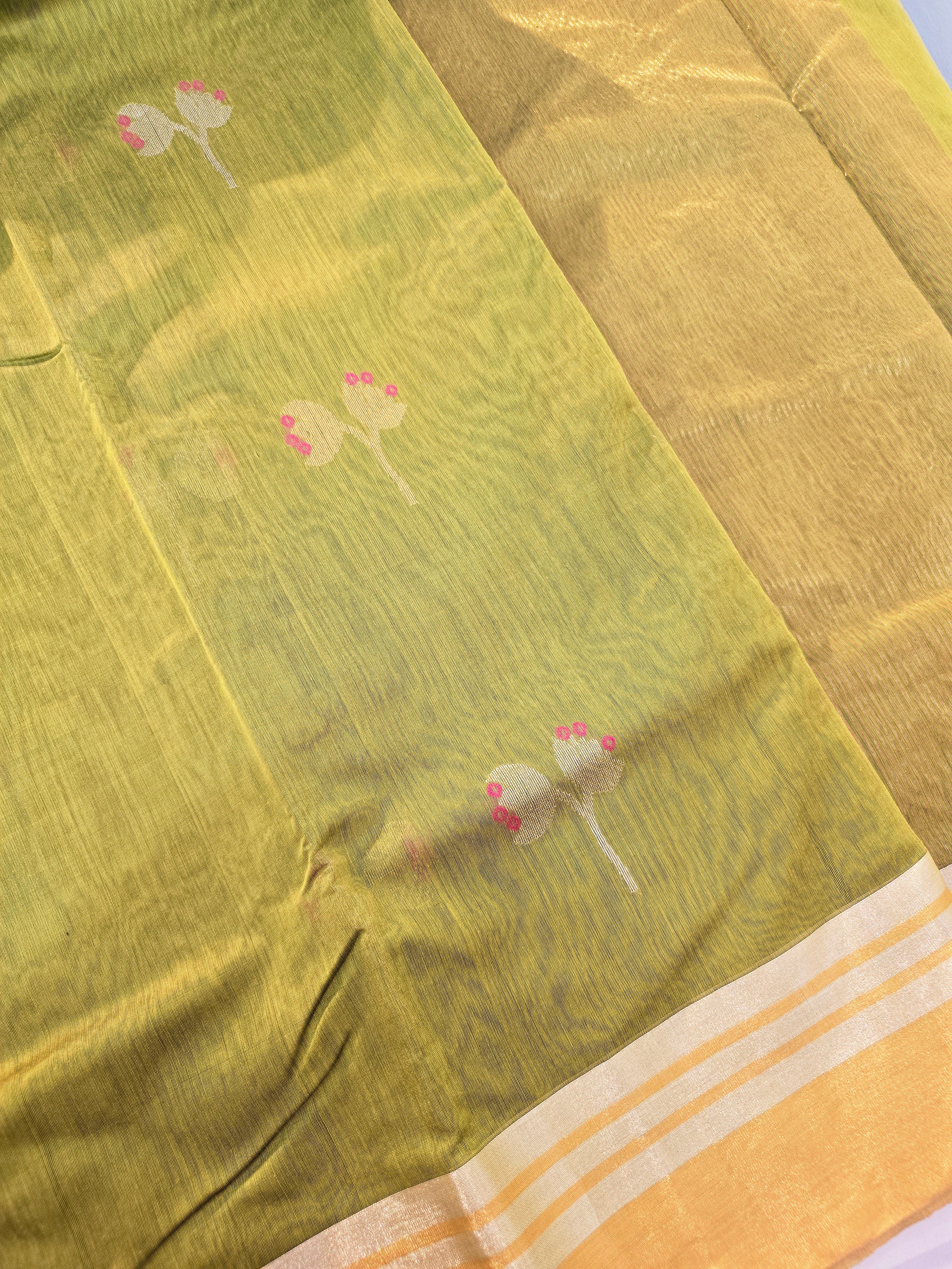 Kusum Mangal – Pure Handwoven Chanderi Silk Cotton Saree | Green