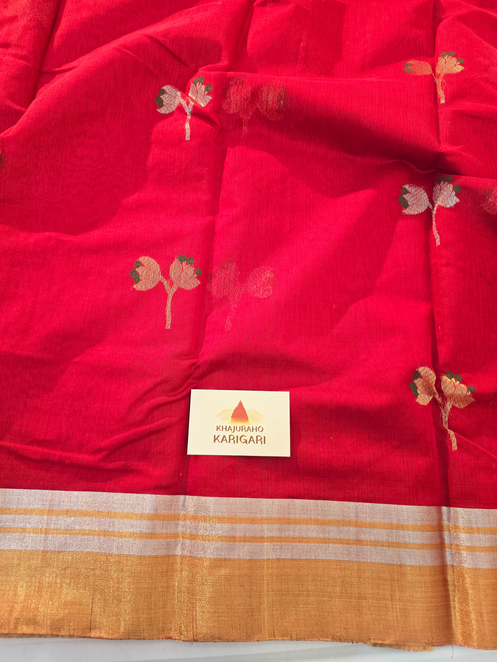 Kusum Mangal – Pure Handwoven Chanderi Silk Cotton Saree | Red