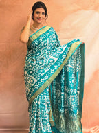 Handcrafted Ujjain Batik Dola Silk Saree | Sea Green