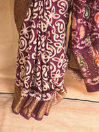 Batik Print Brown Dola Silk Sare