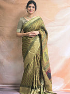 Bagh Hand Block Printed Dola Silk Saree