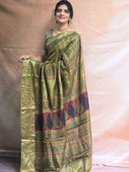 Bagh Hand Block Printed Dola Silk Saree