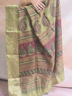 Bagh Hand Block Printed Dola Silk Saree